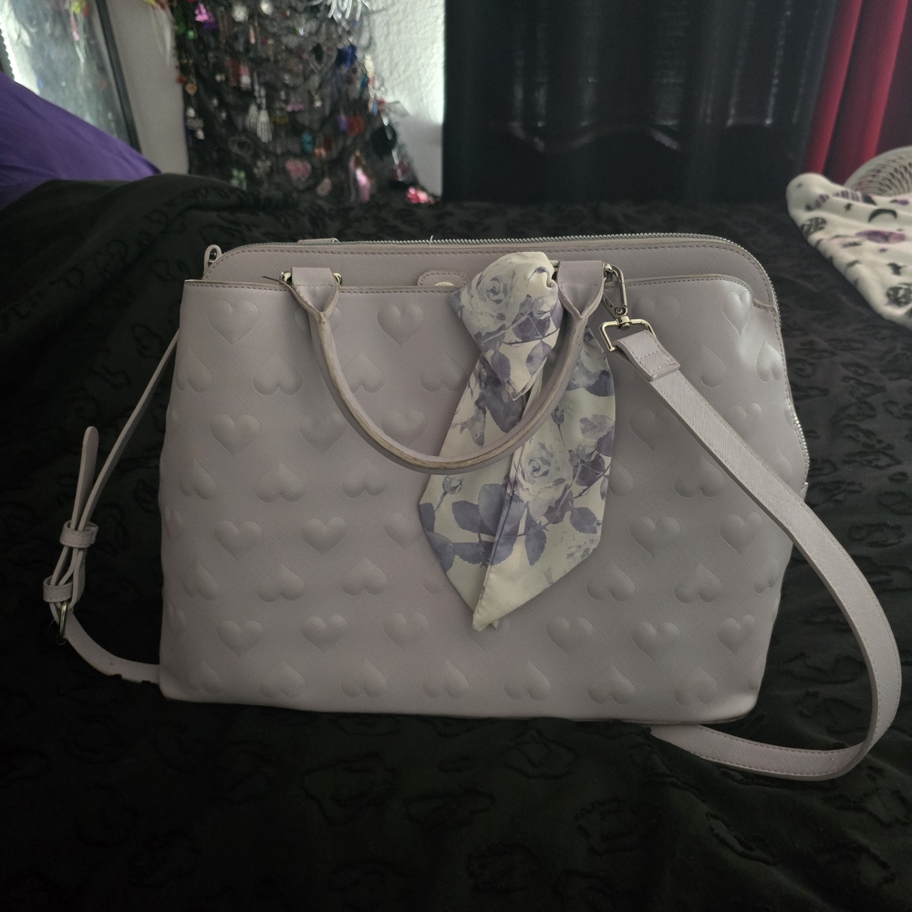 Betsey Johnson Cream Laptop Bag with Floral Scarf